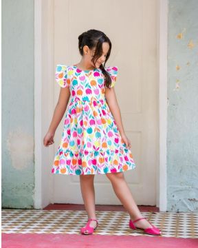 Vestido Infantil Tulipas Coloridas Menina