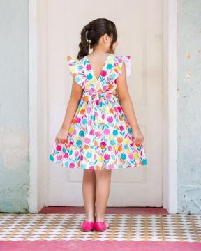 Vestido Infantil Tulipas Coloridas Menina