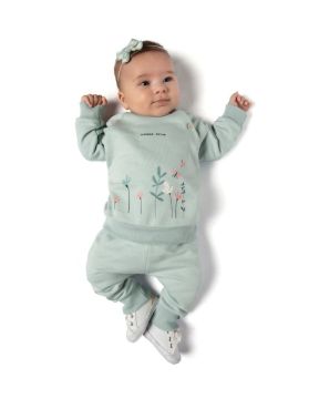 Conjunto Bebê Blusa Borboletas e Saruel Moletom Menina TMX