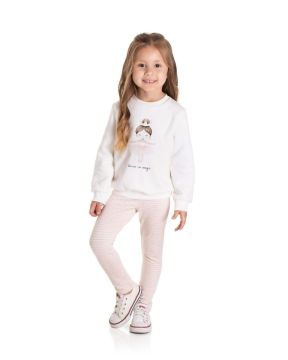 Conjunto Primeiros Passos Blusa Moletom e Legging Moletinho Flex Menina TMX