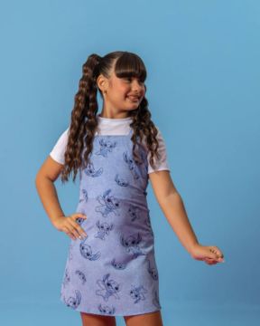 Combinadinho Infantil Salopete (Stitch Azul) Menina