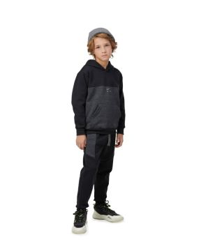 Conjunto Infantil Moletom Mesclado Capuz Bolso Canguru e Calça Menino Mundo Mania
