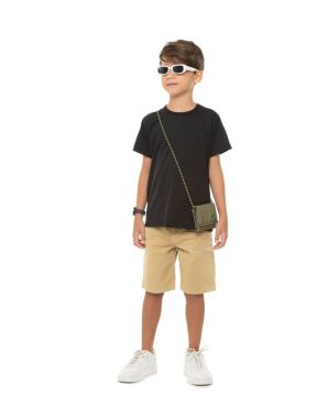 Camiseta Infantil Meia Malha Lisa Manga Curta Menino Mundo Mania