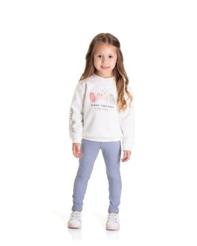 Conjunto Primeiros Passos Blusa Moletom Botonê e Calça Cotton Jeans Menina TMX