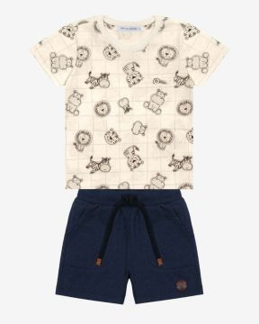 Conjunto Infantil Camiseta Bichinhos e Bermuda Menino Trick Nick