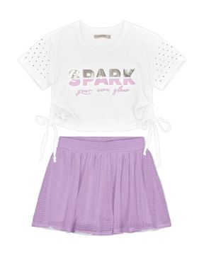Conjunto Infantil Blusa Cropped e Saia Menina Trick Nick