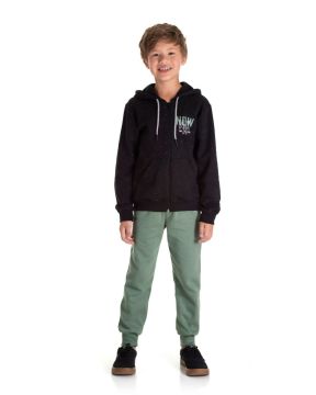 Conjunto Infantil Jaqueta Now Moletom Botonê e Calça Jogger Moletom Menino TMX