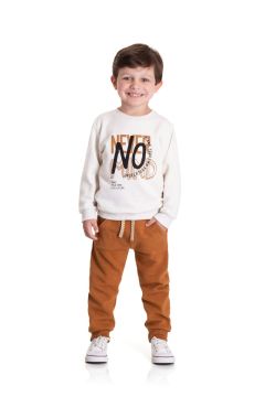 Conjunto Primeiros Passos Blusa Never Mind e Calça Jogger Moletom Menino TMX