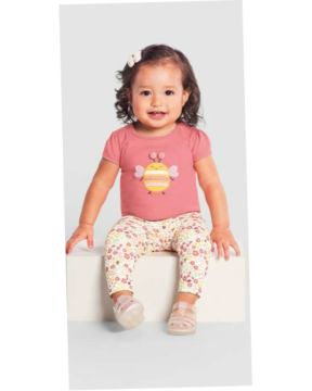 Conjunto Bebê Blusa Abelhinha e Calça Legging Cotton Menina Brandili
