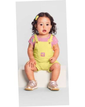 Conjunto Bebê Blusa Bananas e Jardineira Menina Brandili
