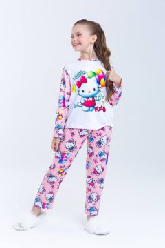 Pijama Infantil Manga Longa e Calça Hello Kitty Menina